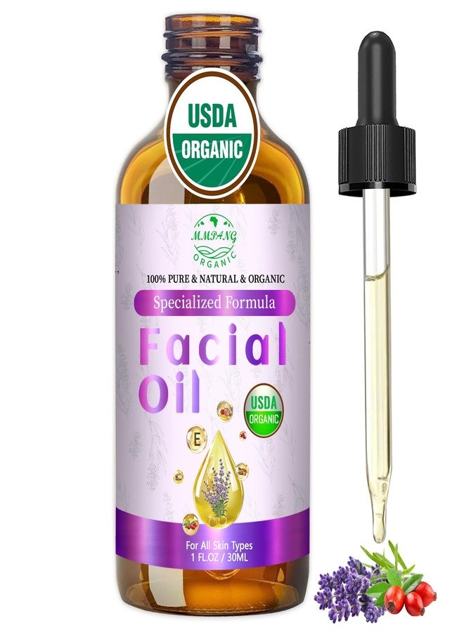 MMPANG Organic Face Oil with Lavender, Rosehip, Frankincense, Pomegranate & Vitamin E - USDA Certified Cold Pressed 100% Natural Anti-Aging Facial Oil for Moisturizing, Brightening - 1oz / 30ml - Image 1